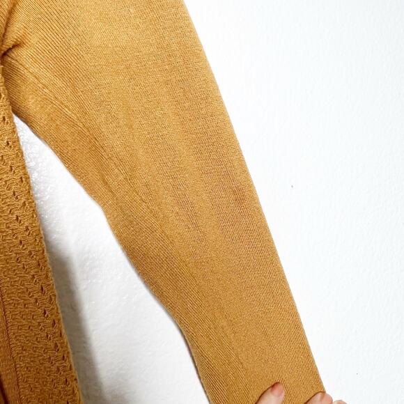 DREAMERS Waterfall Cardigan Sweater Open Front Ribbed-Knit Mustard Yellow Size L - Picture 6 of 10